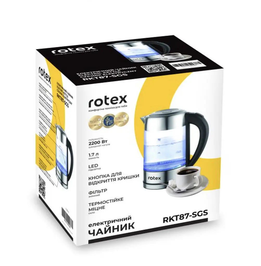 Чайник Rotex RKT87-SGS скло підсвітка - фото 8