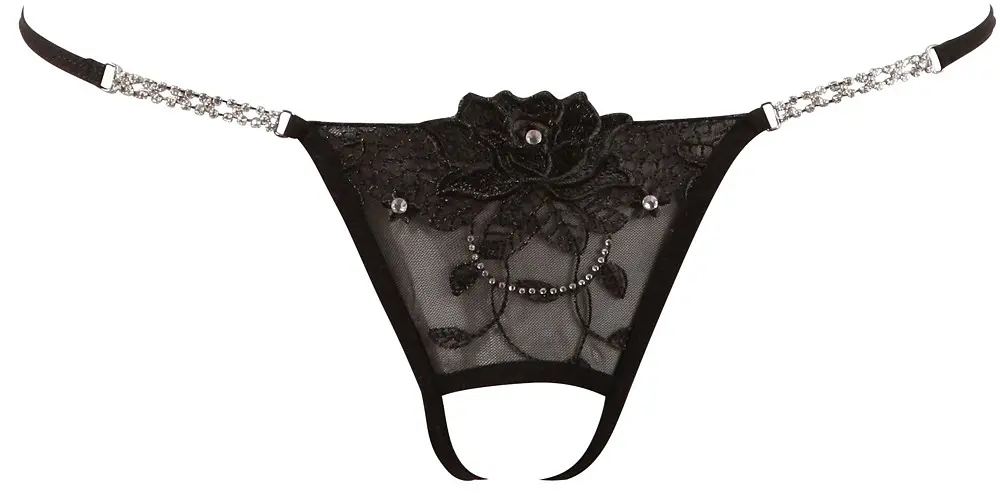 Трусики-стринги Cottelli Collection String Rhinestones S/M черный - фото 3