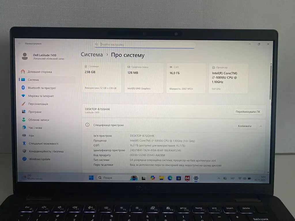 Ноутбук Dell Latitude 7410 14" (i7-10810U / 16GB / SSD 256GB / 1920х1080 IPS) #3 Refurbished - фото 10