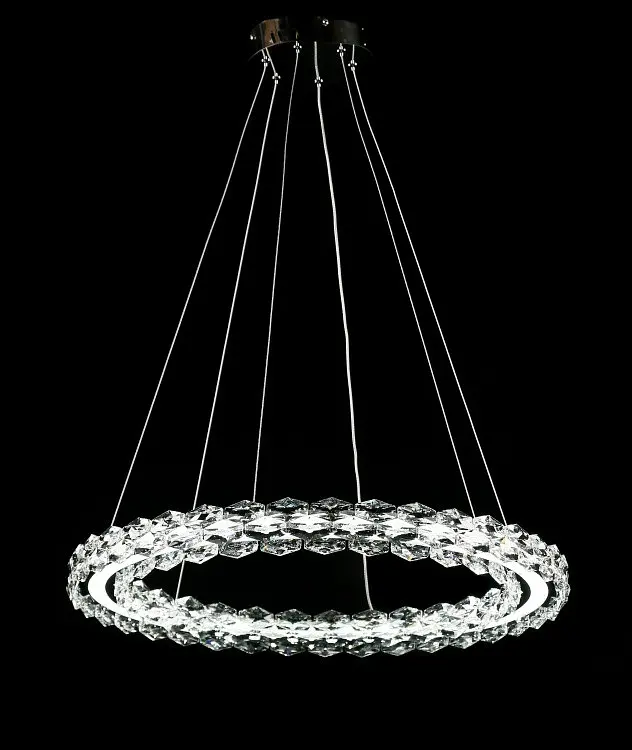 Підвісна хромована світлодіодна люстра Splendid Ray L33152/600/1 LED (CR) з кришталевим кільцем 60 см - фото 3
