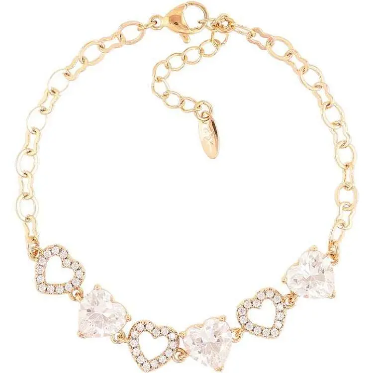 Браслет XUPING Позолота 18K «Кришталеві сердечка» довжина з ланцюжком 17-20см х 4мм (257395)