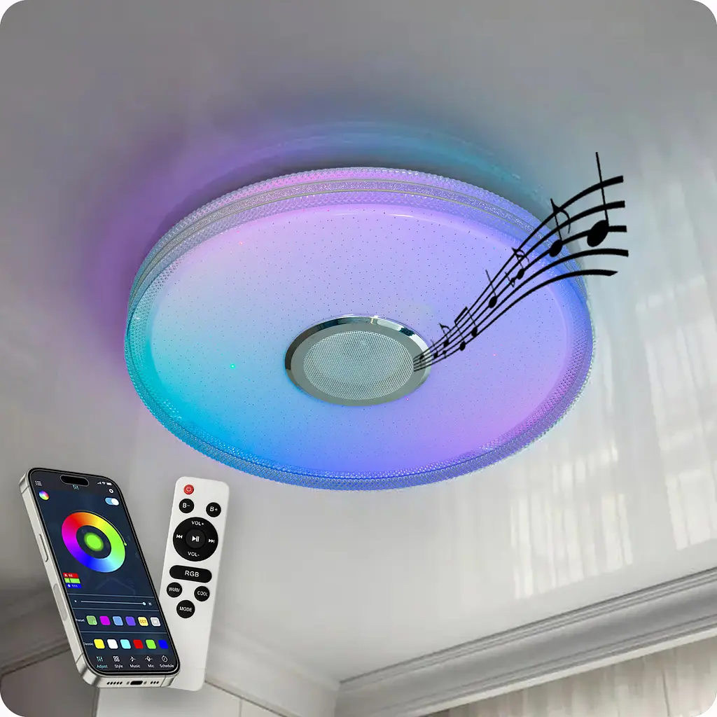 Люстра світлодіодна 517 Dlight RGB з пультом і колонкою 70Вт Білий (02177)