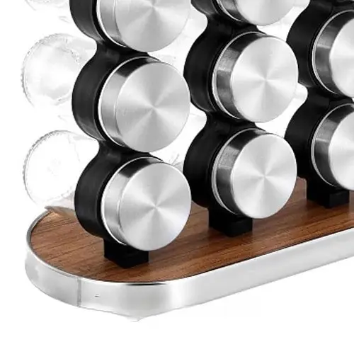 Набір для спецій 16 ємностей Stainless steel and wood / Карусель для спецій / Органайзер для зберігання спецій - фото 6