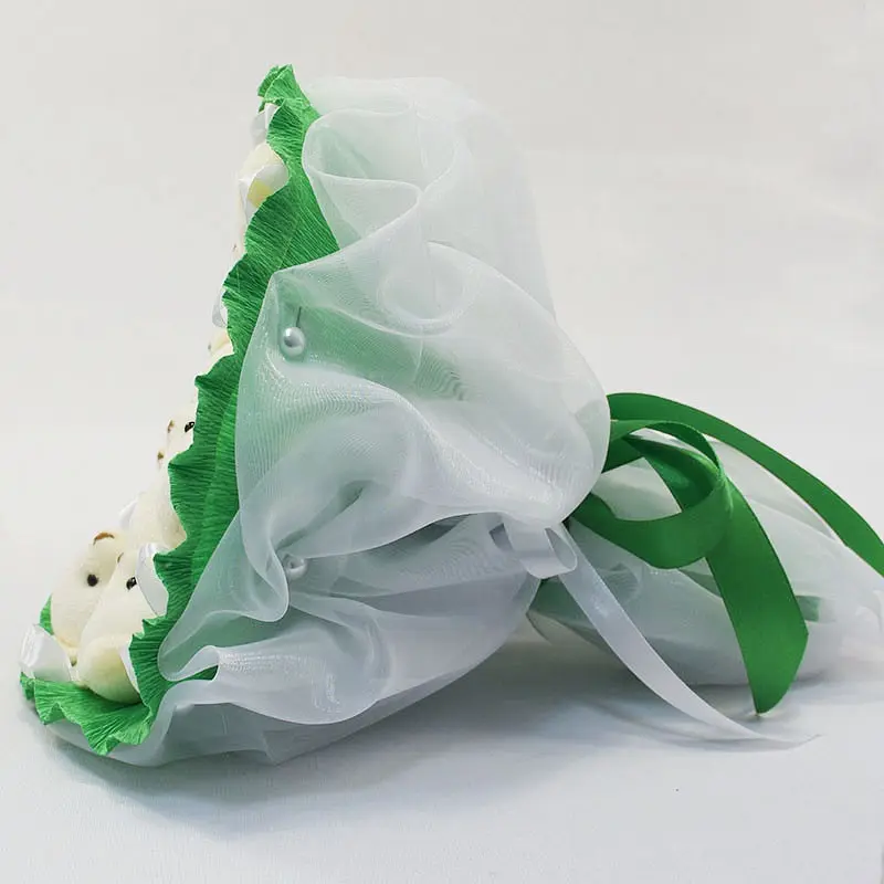 Букет из игрушек Мишки изумрудный 5352IT с 9ю игрушками. - фото 2