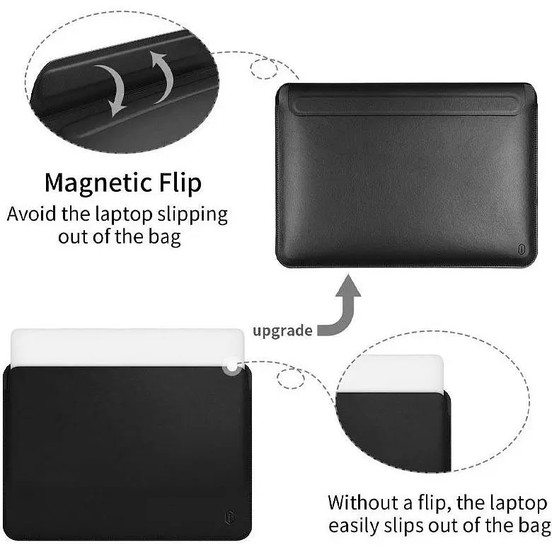 Чохол-кишеня WiWU Skin Pro II Leather Sleeve для MacBook Air 15` (2023-2025) Black [159611] - фото 5