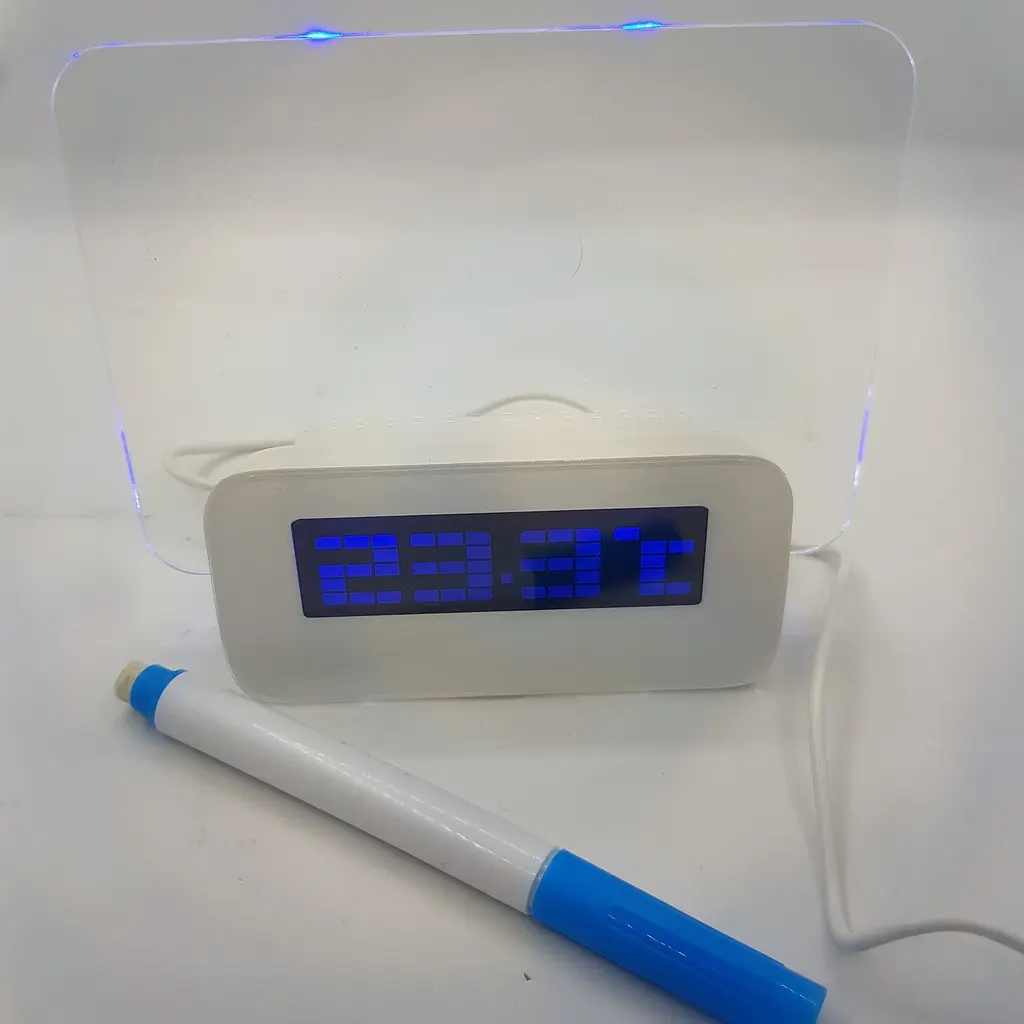 LED годинник з дошкою для записів і маркером 4 USB Синє підсвічування - фото 6