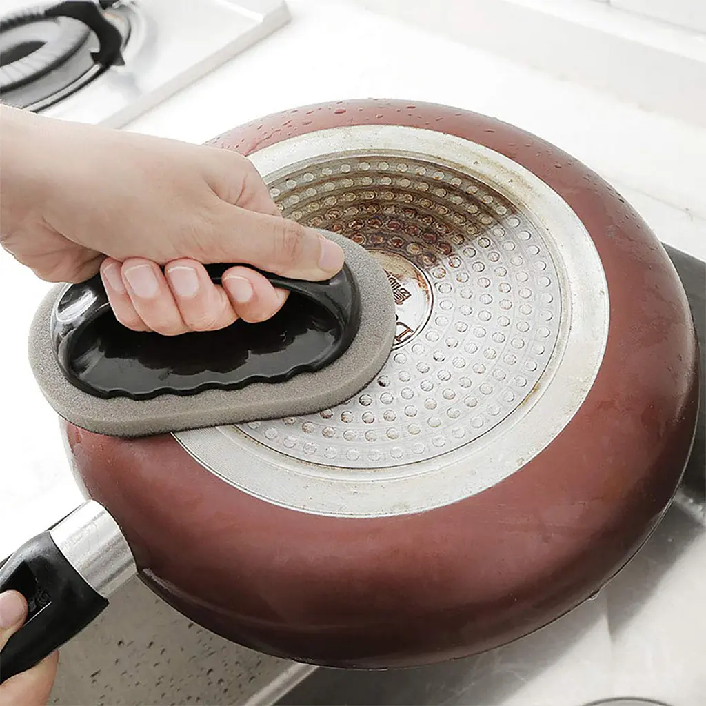 Губка з ручкою для чищення каструль та сковорідок, Kitchen Master Сірий 87283 - фото 7