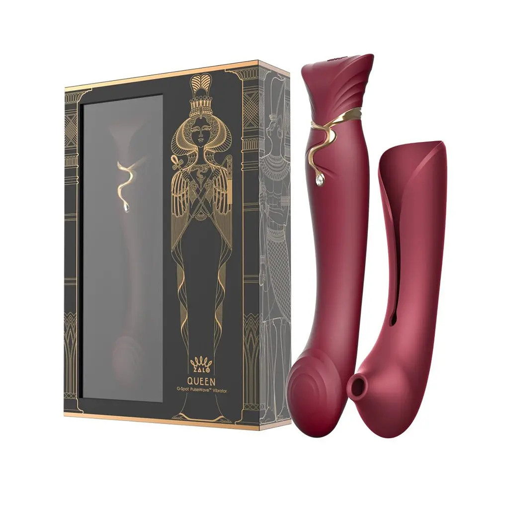 Смартвібратор 3в1 Zalo - Queen Set Wine Red, пульсівна перлина та вакуум, кристал Swarovski - фото 10