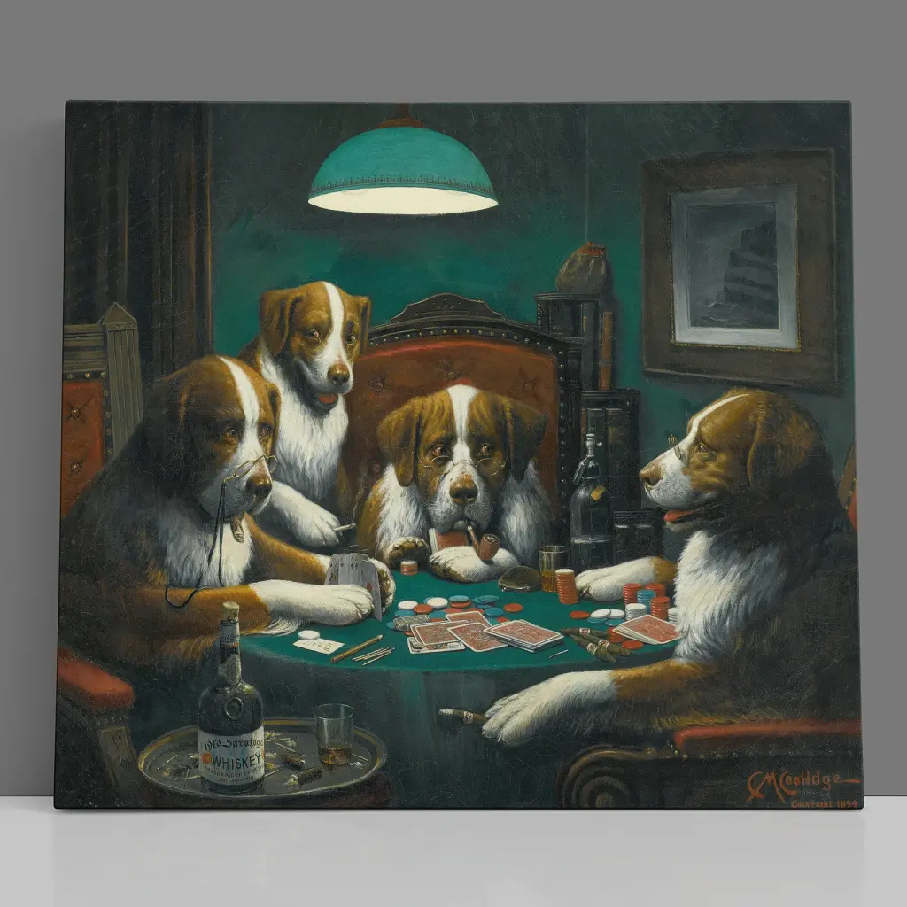 Інтер'єрна картина Собаки грають у покер, Кассій Кулідж, Cassius Coolidge, Dogs Playing Poker, інтер'єрний декор, 50×60 см (id1001) - фото 9