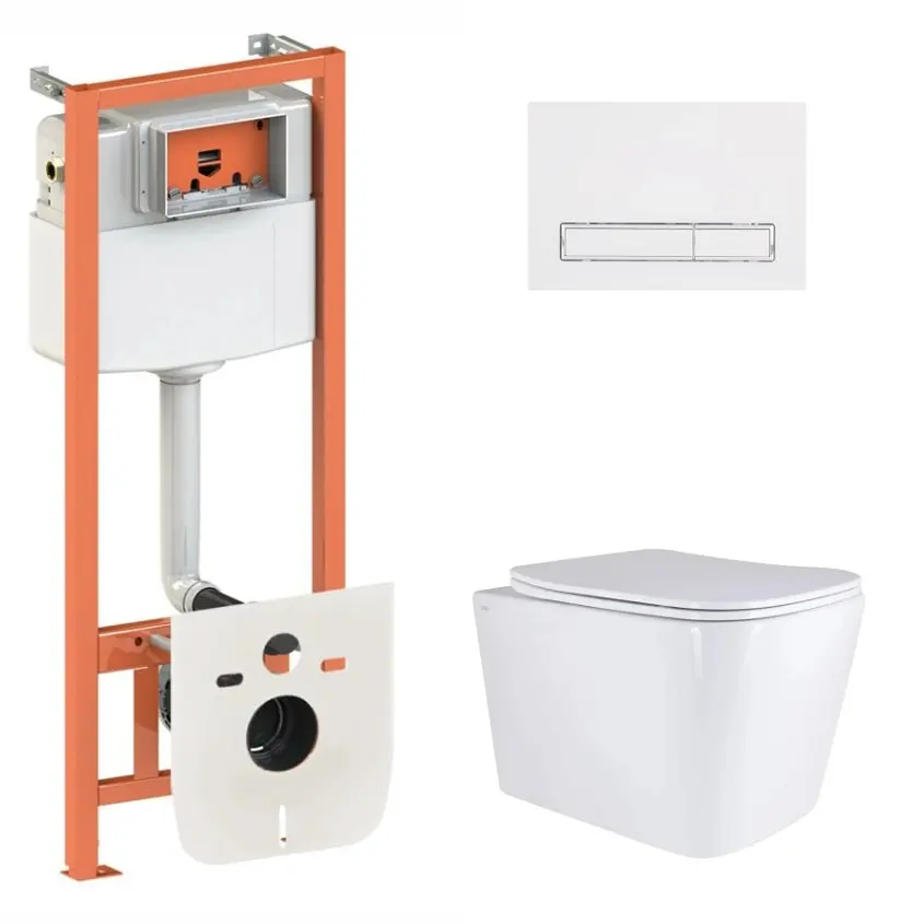Набір Qtap Nest 4 в 1 підвісний унітаз Tern Ultra Quiet 525x345x360 + комплект інсталяції QT17332303AW47511