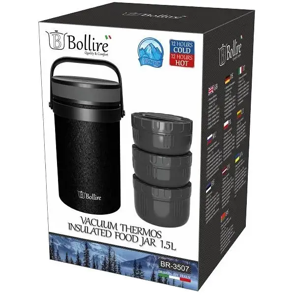 Термос Bollire BR-3507 харчовий 1.5 л чорний (BR-3507) - фото 3