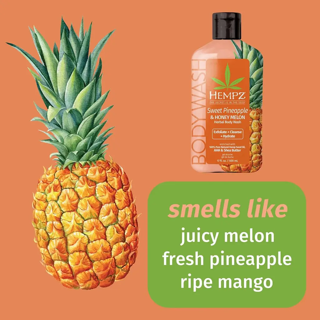 Гель для душу "Солодкий ананас - Медова диня" Sweet Pineapple & Honey Melon Hempz 500 мл (8015-03) - фото 3