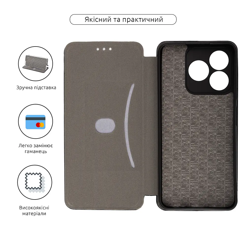 Чехол-книжка для ZTE Nubia V60, G-Case, черный, кожаный чехол-книга из экокожи (PU) и TPU, с магнитом, с подставкой и вместительным кардхолдером, противоударный, защита всего корпуса, ArmorStandart (ARM79003) - фото 3