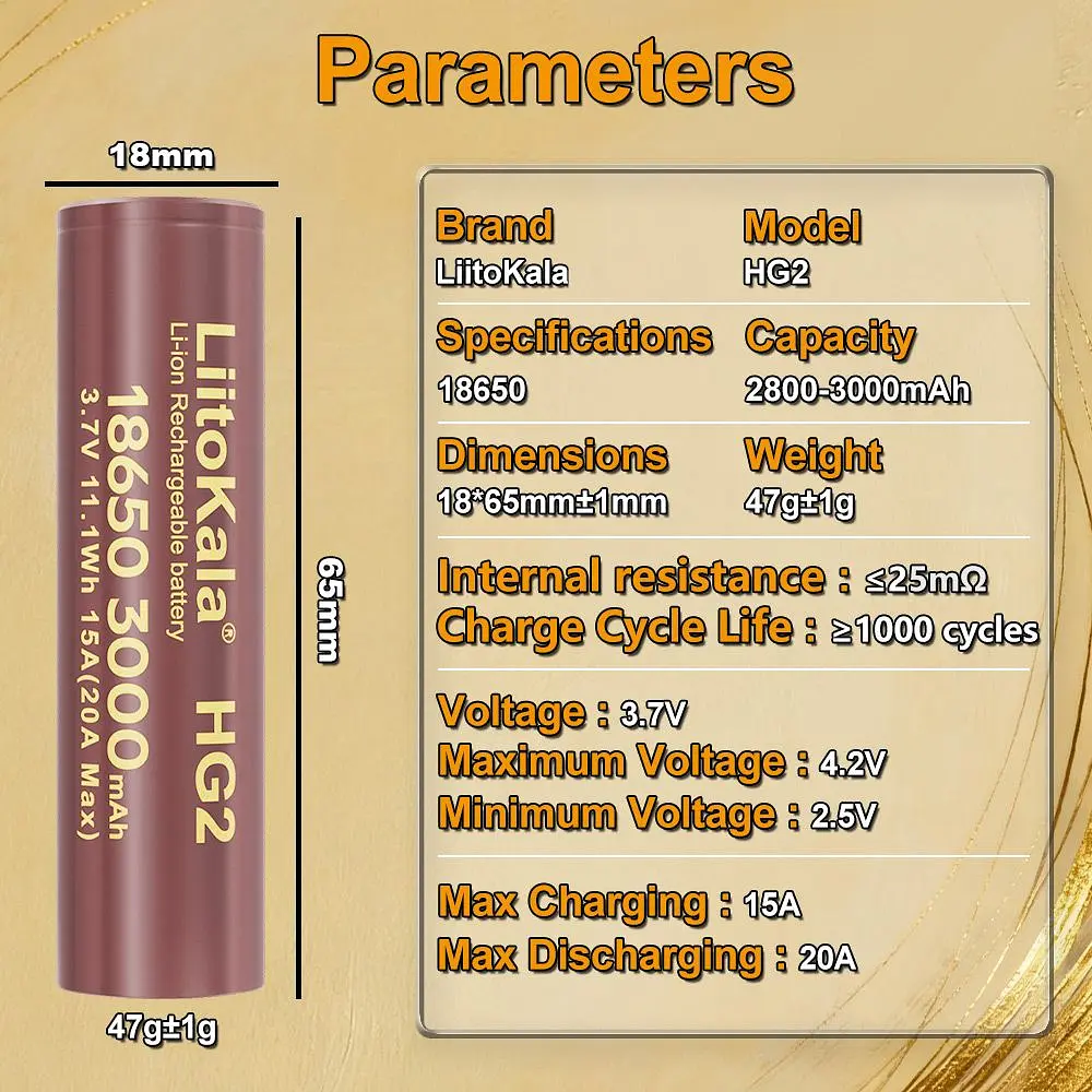 Акумулятор LiitoKala 18650 3000mAh Li-ion 1шт (Lii-HG2) [173782] - фото 8