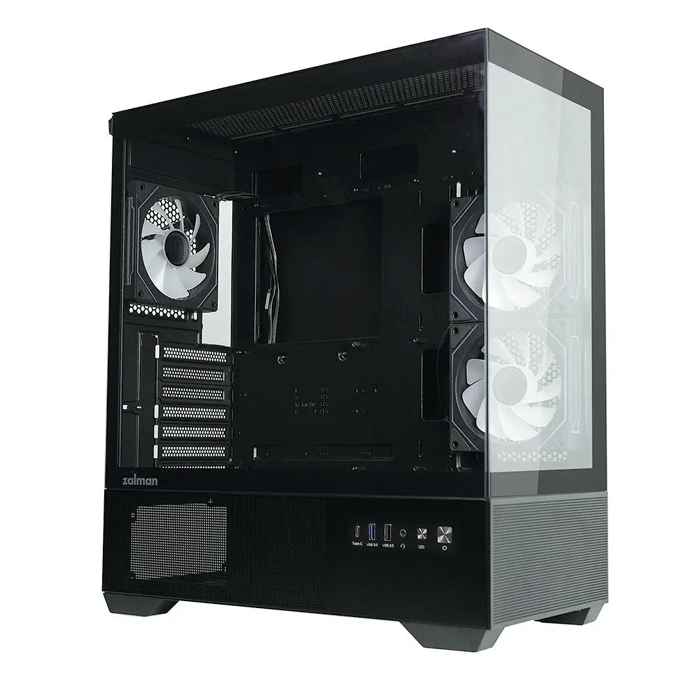 Zalman Корпус Chronix V2 без БР, 1xUSB3.0, 1xUSB2.0, 1x Type C, 2x120мм ARGB Reverse, 4x120мм ARGB, VGA 410мм, LCS ready, TG Side/Front Panel, ATX, чорний - фото 3