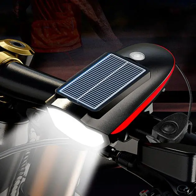 Велофара із сонячною панеллю та сигналом Bike Light 7599 Solar акумуляторний велоліхтар Li-Ion panel IPX4 USB-C - фото 8