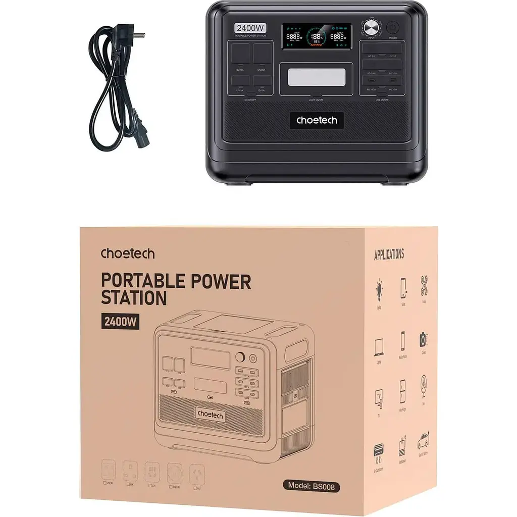 Зарядная станция Choetech 2400W / 2400 Вт / 2048 Вт/ч / LiFePO4 (BS008) UA - фото 4