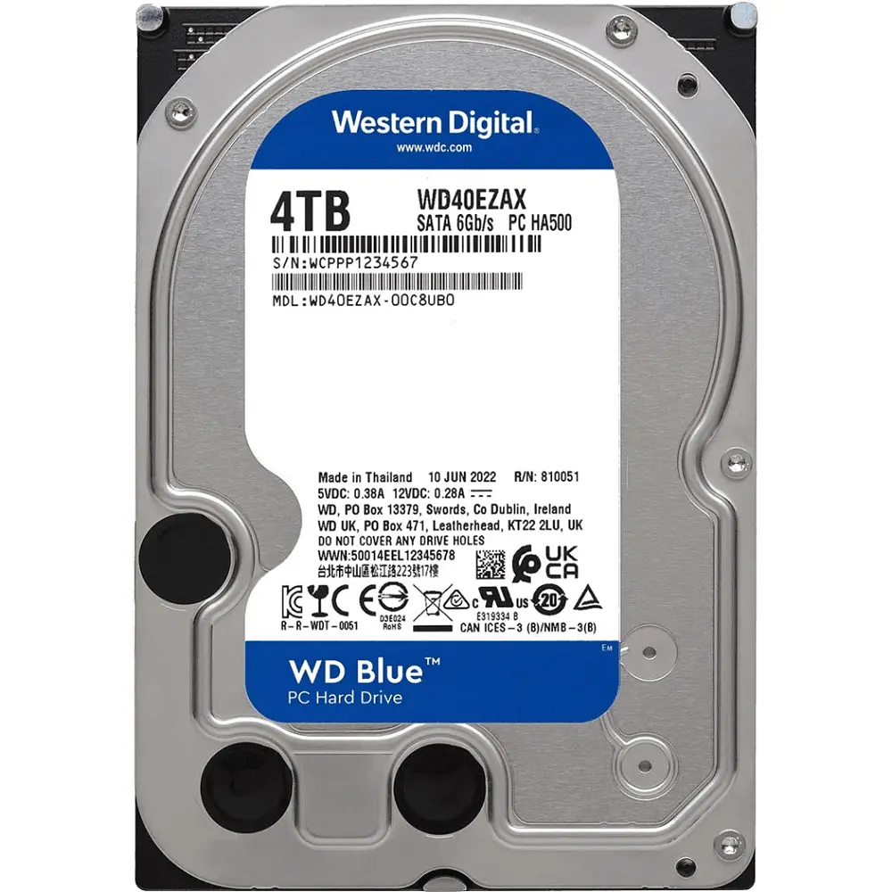 HDD 4TB, 5400rpm, WD Blue, 256M, SATA III (WD40EZZX) - фото 2