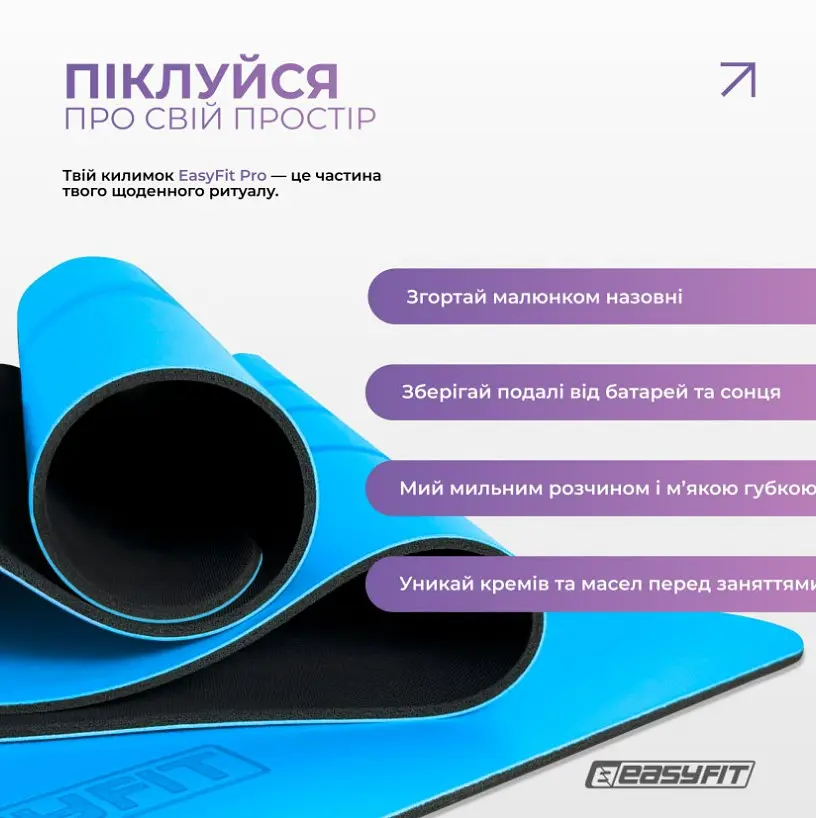 Килимок для йоги професійний EasyFit каучук 5 мм Синій (EF-1925-BL) - фото 8