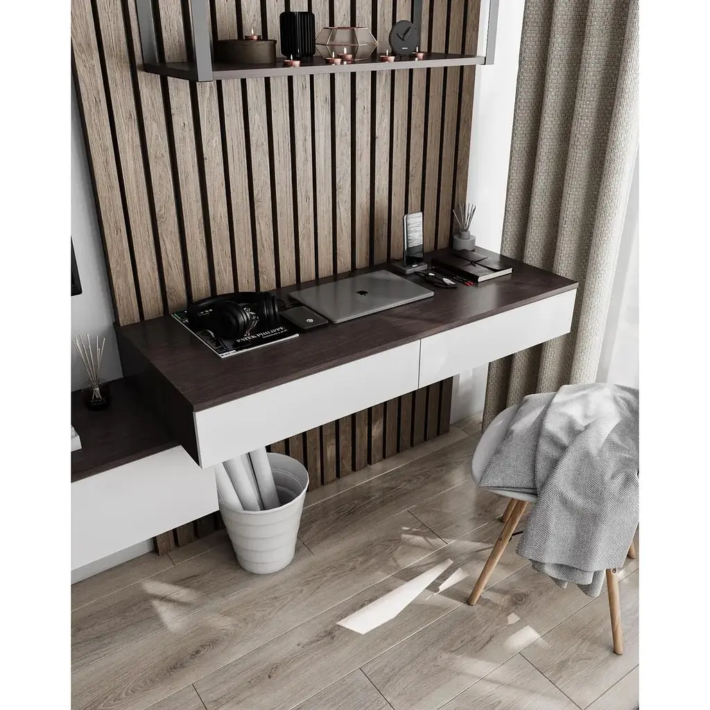 Стіл підвісний письмовий Moreli Т-222 1200x160x500 мм Венге магія/Білий (mo-t222-venge-white) - фото 1