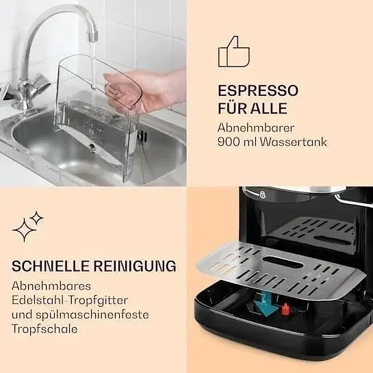 Кофеварка Klarstein BellaVita Espresso 1575 Вт 20 бар (10033137) - фото 3