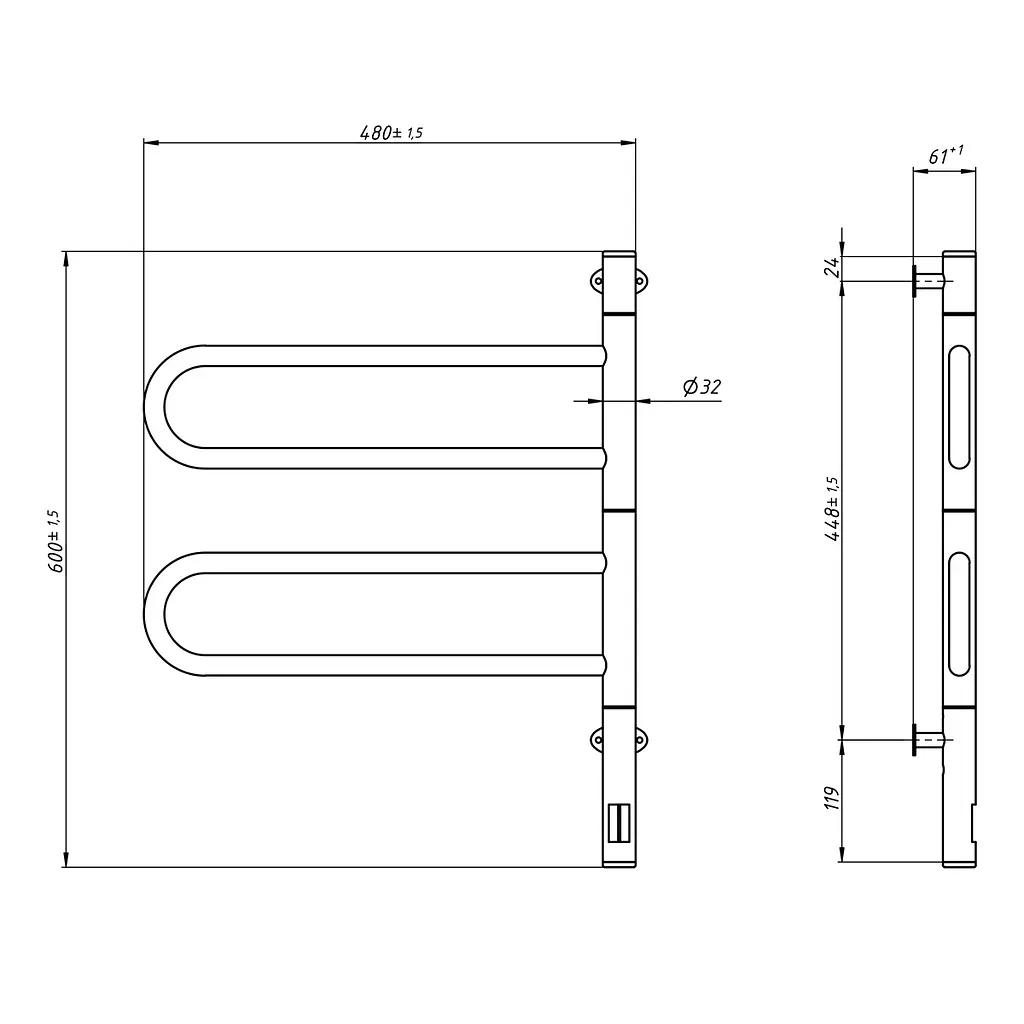 Электрический полотенцесушитель Navin Fouette 480x600 Sensor с таймером, белый 12-112033-4860, Белый матовый, Электронный - фото 2