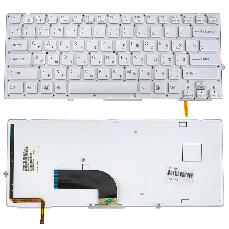 Клавіатура для ноутбука SONY (VPC-SB, VPC-SD series) rus, silver, без фрейма, підсвічування клавіш - фото 2