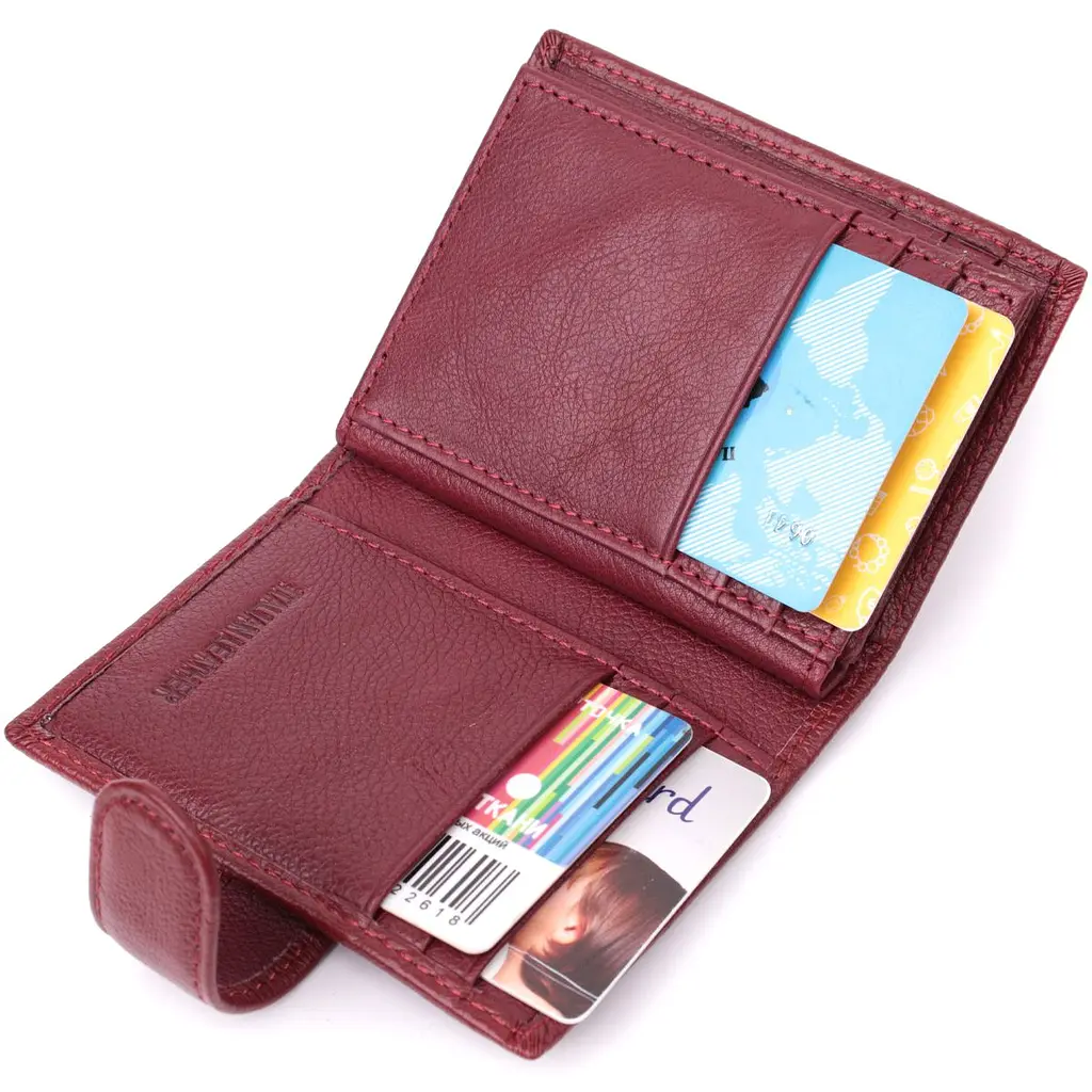 Практична візитниця з натуральної шкіри ST Leather 22468 бордова - фото 8