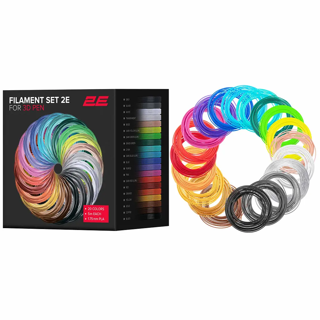 Картридж для 3D ручки PLA 1.75мм 20шт мікс 5м 2E teh0015795 - фото 2
