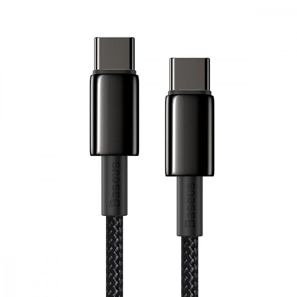 Кабель Baseus Tungsten Gold Fast Charging Type-C to Type-C 100W (1m) black (CATWJ-01) - фото 5