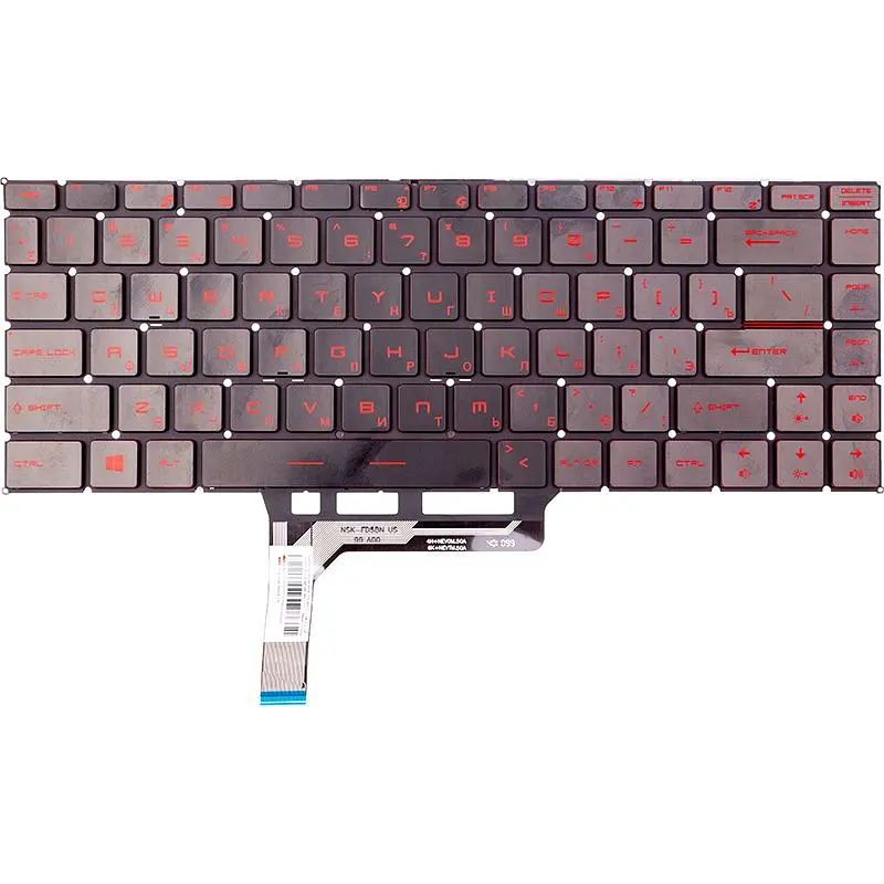 Клавіатура для ноутбука MSI GF63 (MS-16R3) чорна, підсвічування (KB315536)