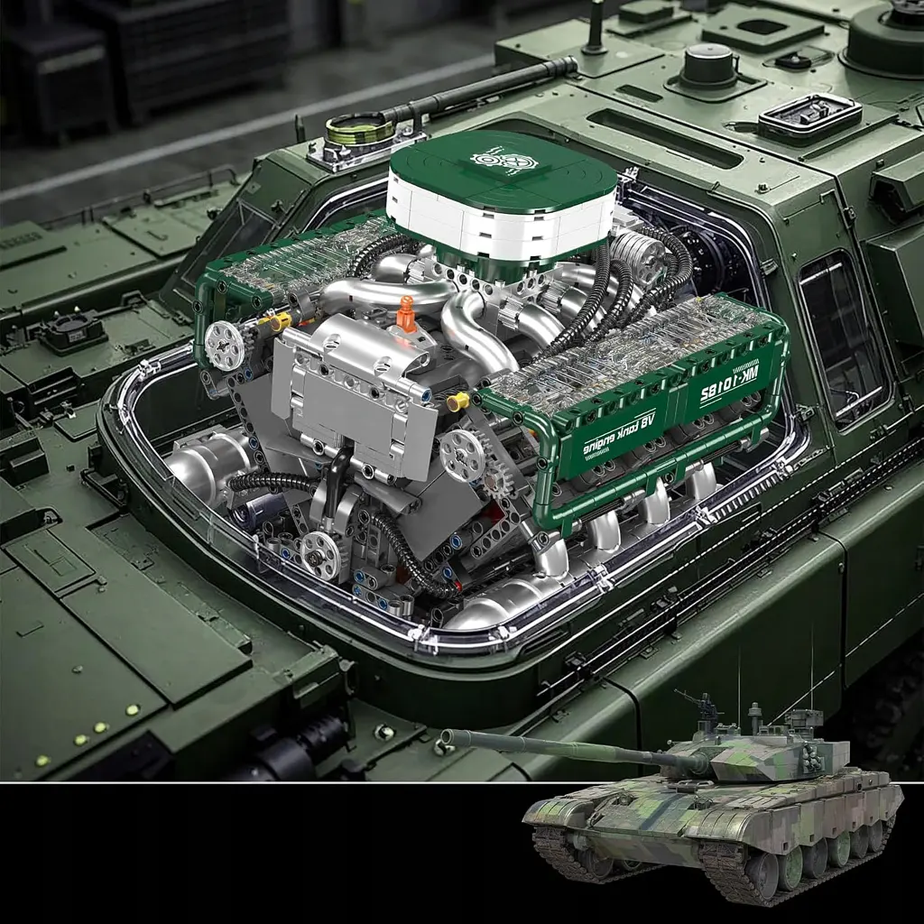 Конструктор двигун Mould King V8 Tank Engine моторизований дитячий танк 2250 деталей - фото 6