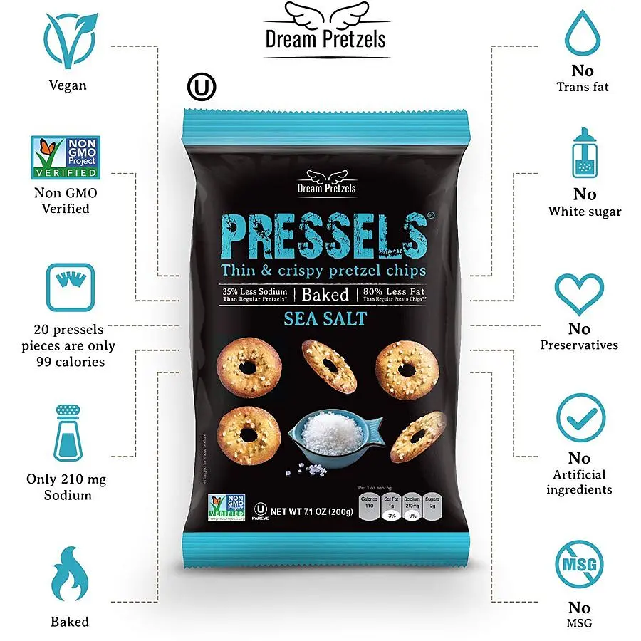 Брецелі Dream Pretzels Sea Salt тонкі 200 г (847720) - фото 3
