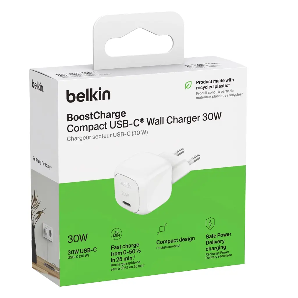 Зарядний пристрій Belkin USB-C PD30W PPS white (WCA008KQWH) - фото 6