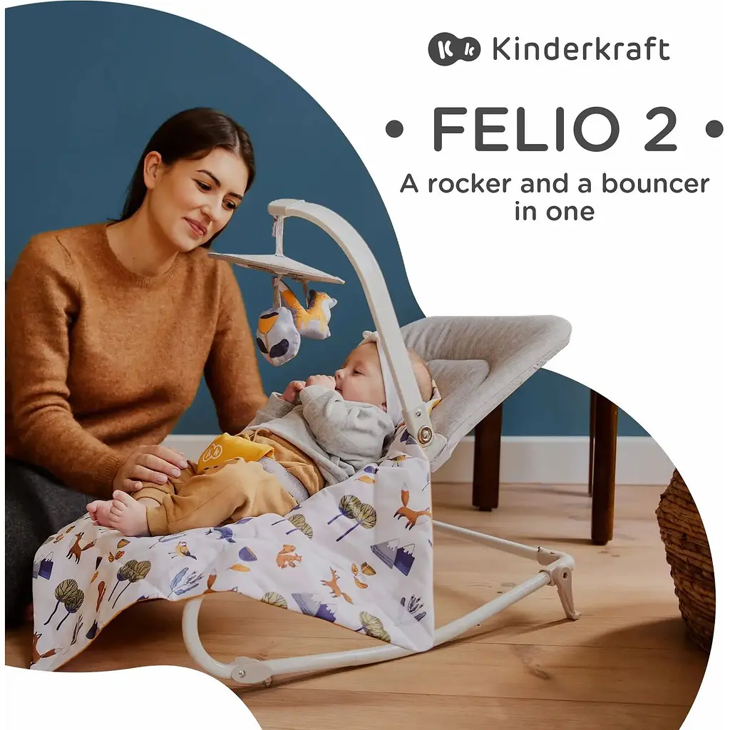 Шезлонг-качалка Kinderkraft Felio 2 Forest Yellow серый с желтым KBFELI20YEL0000 (00-00305173) - фото 12