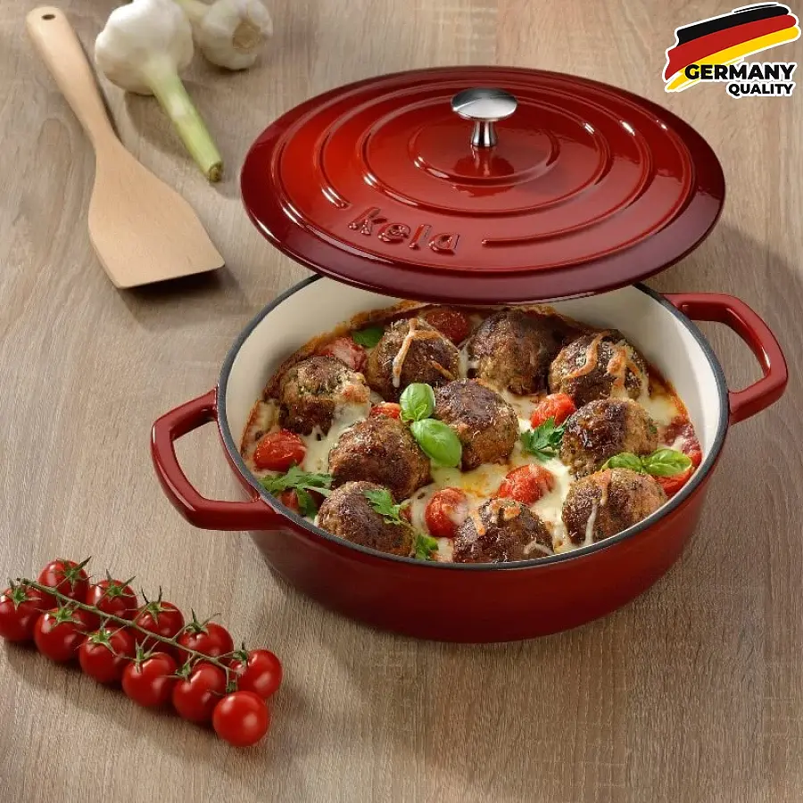 Сотейник Kela Calido чавунний з кришкою 28 см 3.2 л червоний (11938) - фото 3