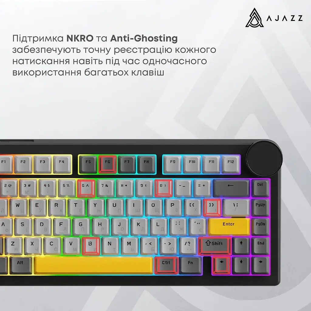 Клавіатура Ajazz AK820 V2 Coconut Flake Switch (AK820-V2-CF-BGY) - фото 13