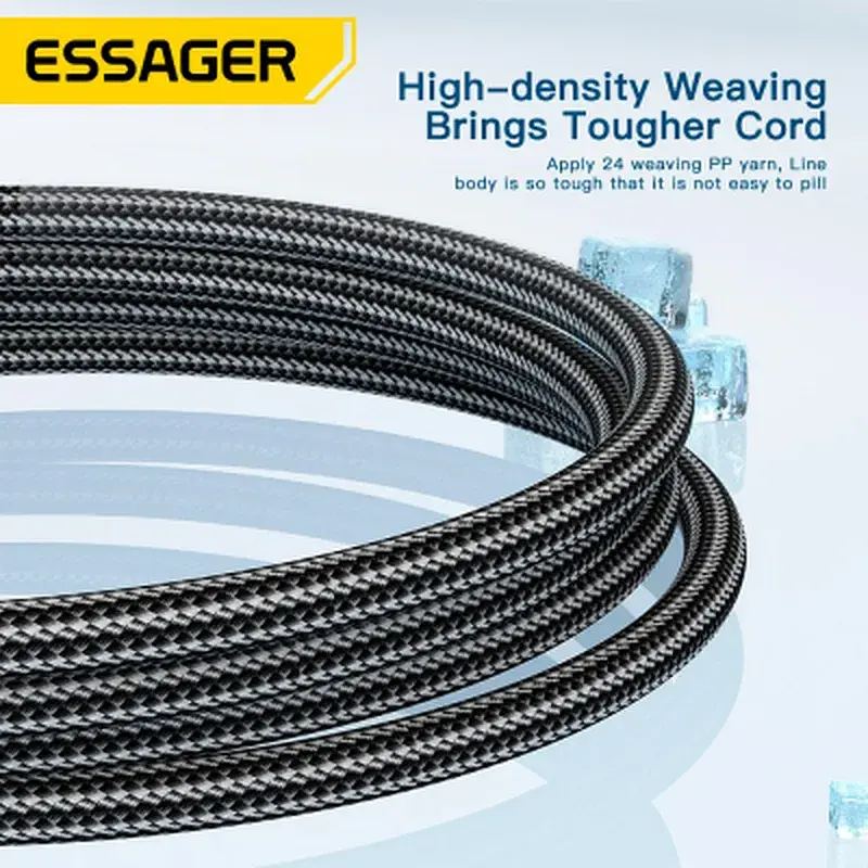 Дата кабель USB 2.0 AM to USB-C 2.0m 120W black Essager (EXC120-CGA01-P) - фото 6