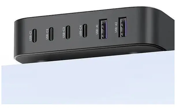 Зарядное устройство 200 ватт максимальное Ugreen CD271 6 портов 2U+4C 200W GaN - фото 4