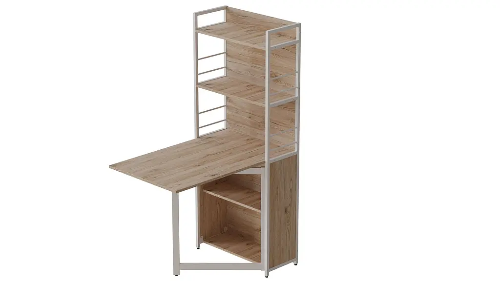 Стіл книжка з етажеркою Практик 2 Ferrum-decor 1555x640x990 Білий метал ДСП Дуб Сан-Марино 16 мм (FRD-104633) - фото 5