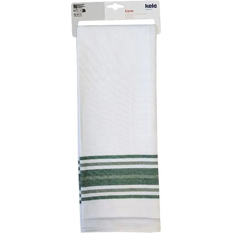 Кухонное полотенце Kela Cora 70x50 см белое в зеленую полоску (12826) - фото 2