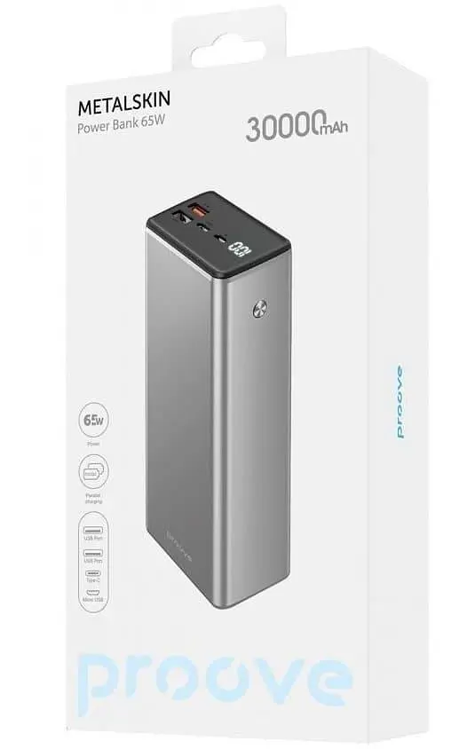 Павербанк Proove Metalskin Silver 30 000 mAh / 65 Вт (PBM365210004) - фото 2