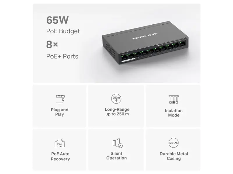 Комутатор Mercusys MS110P - фото 8