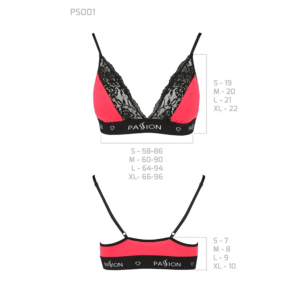 Еластичний топ з мереживом Passion PS001 TOP XL, red-black - фото 5