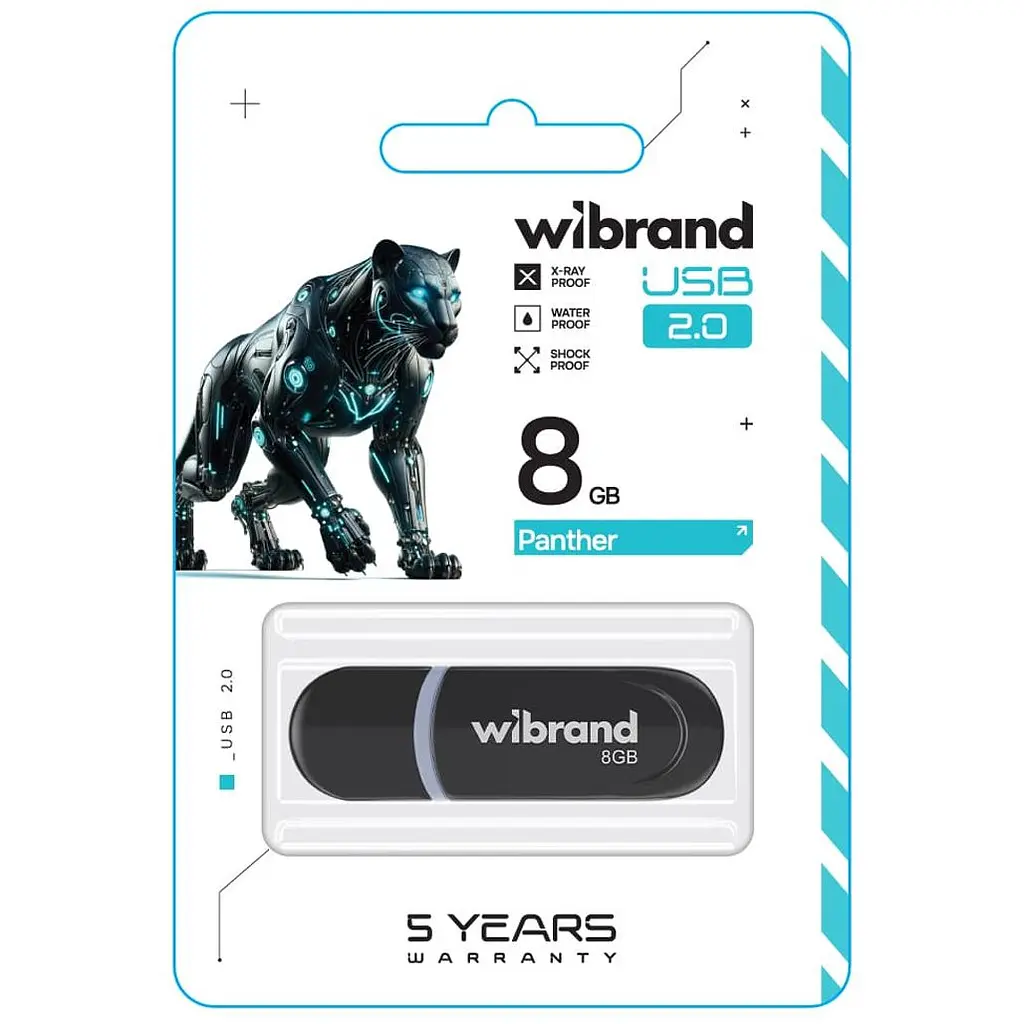 USB флеш-накопичувач Wibrand Panther 8GB USB-A 2.0 Black (WI2.0/PA8P2B) [170474] - фото 2