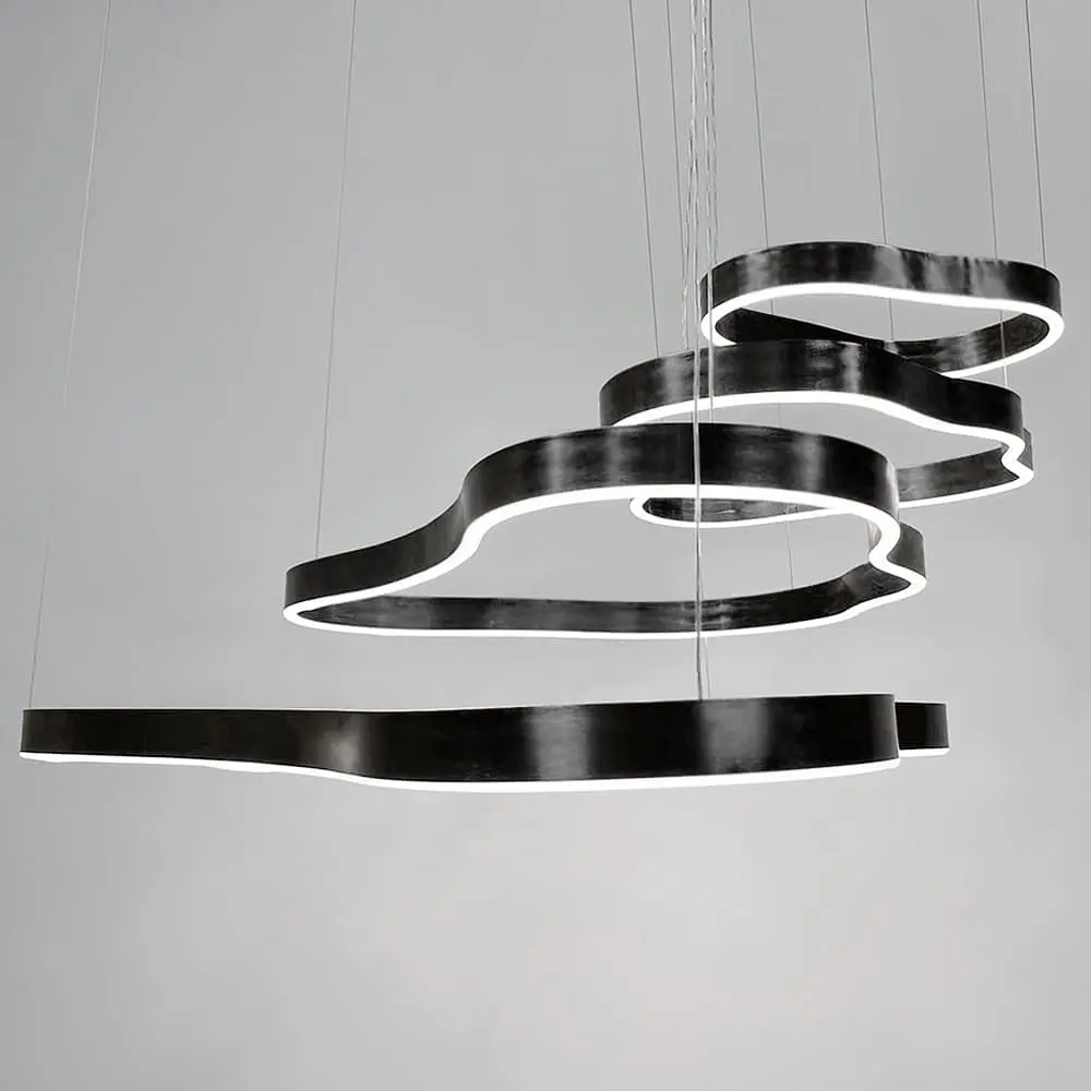 Впечатляющая черная люстра на 4 яруса 100+83+63+43 см | Ст. PCL003-100*80*60*40 BK Line F - фото 6