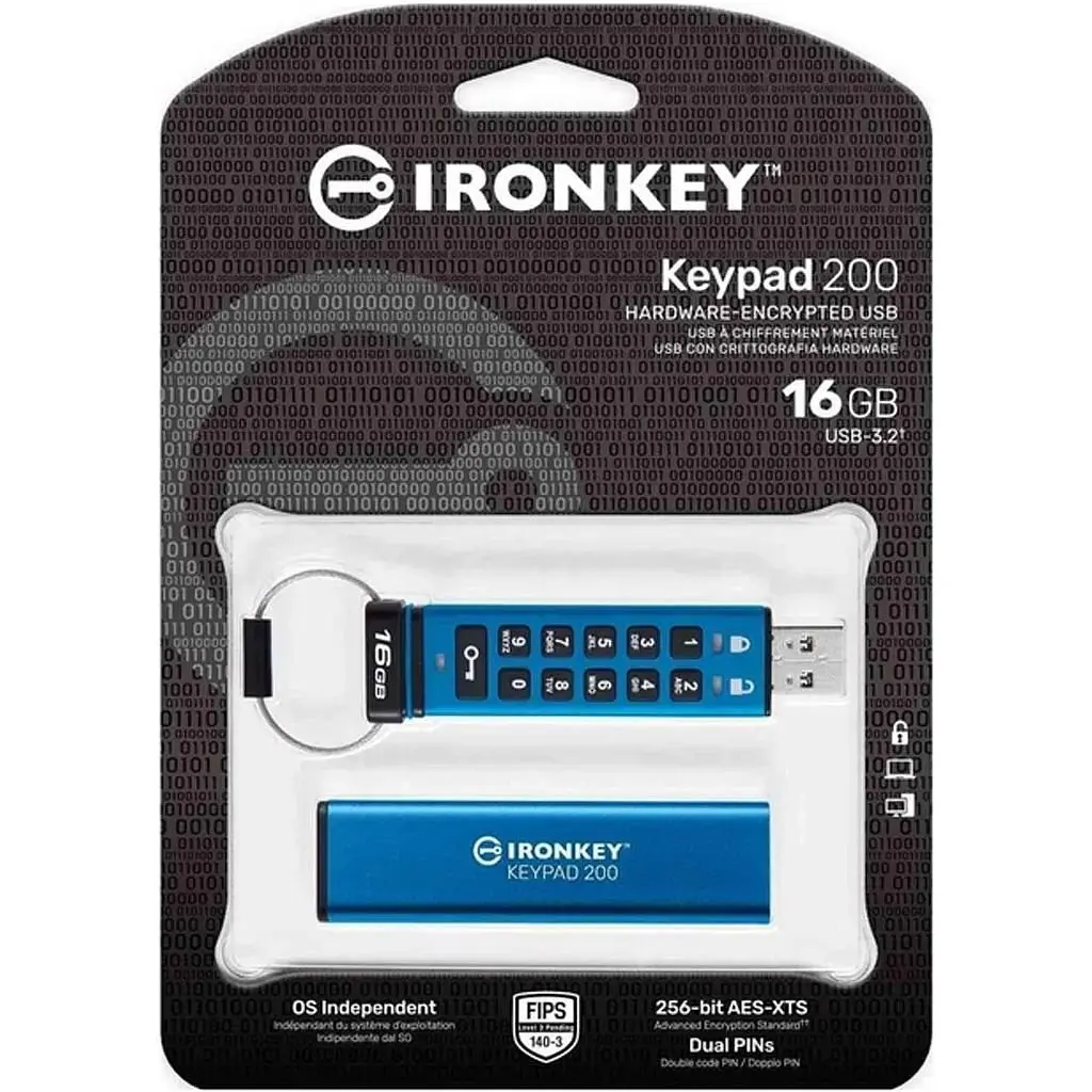 USB флеш-накопичувач Kingston IronKey Keypad 200 16GB USB-A 3.2 Gen 1 Blue (IKKP200/16GB) [103323] - фото 8
