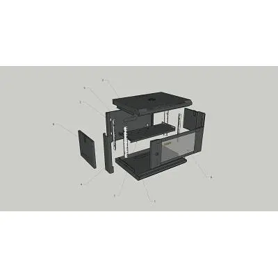 Шафа настінна GEAR 6U 19'' 600x600x300 мм, + Полиця 19, black (GWMSN-6U-600-600) - фото 4