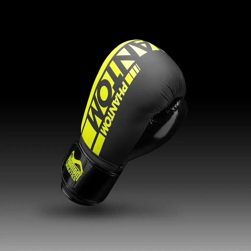 Боксерські рукавиці Phantom Athletic APEX Elastic, чорний/неоново-жовтий - 16 унцій - фото 2