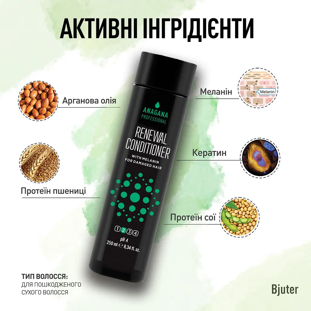 Кондиционер Восстановление с меланином для поврежденных волос Renewal Conditioner ANAGANA 250 мл - фото 3
